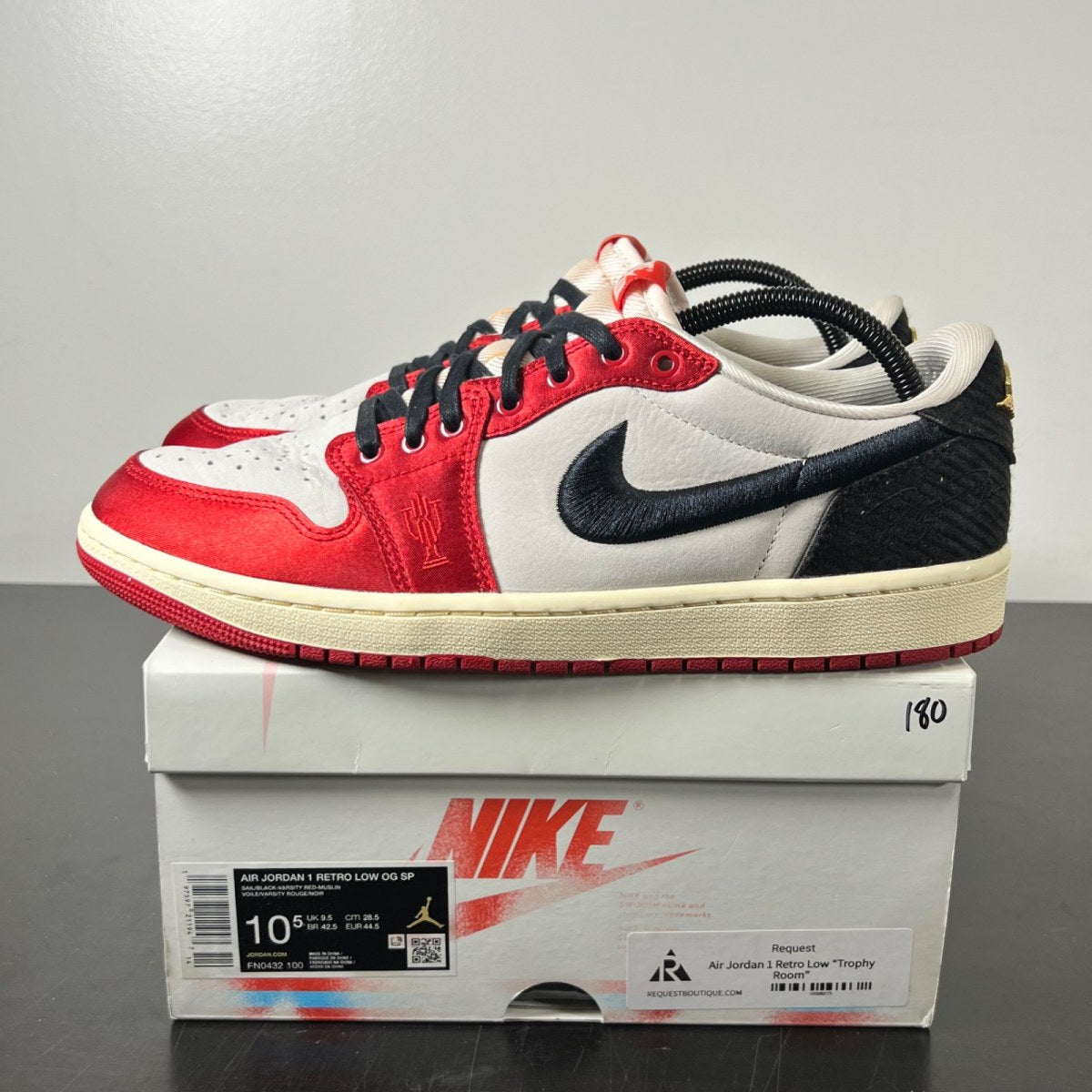 Jordan 1 Retro Low OG Trophy Room Rookie Card Away 10.5 (Moderately Worn Pre-Owned)JordanSail/Black-Varsity Red-Muslin - Image 3