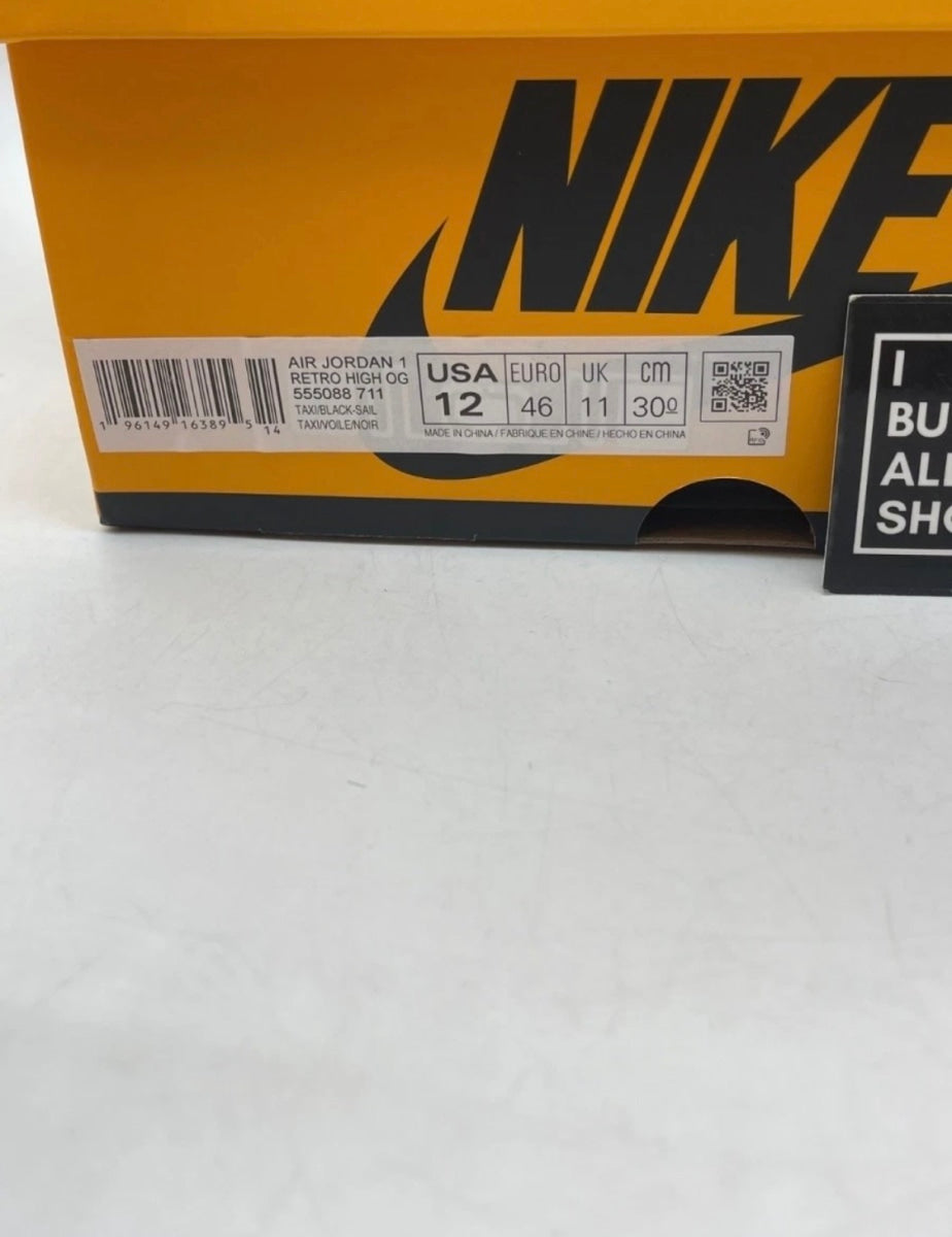 Jordan 1 Retro High OG Taxi 12 (Lightly Worn Pre-Owned)JordanTaxi/Black-Sail - Image 9