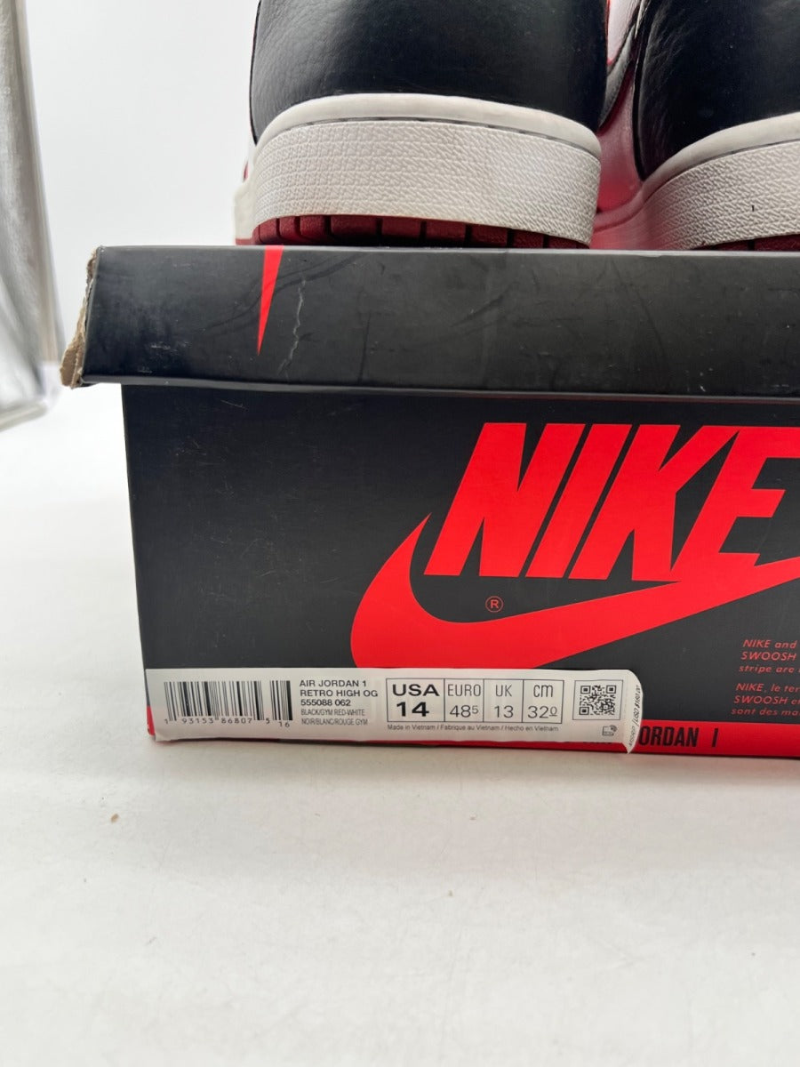 Jordan 1 Retro High Bloodline 14 (Moderately Worn Pre-Owned)JordanBlack/Gym Red-White - Image 6