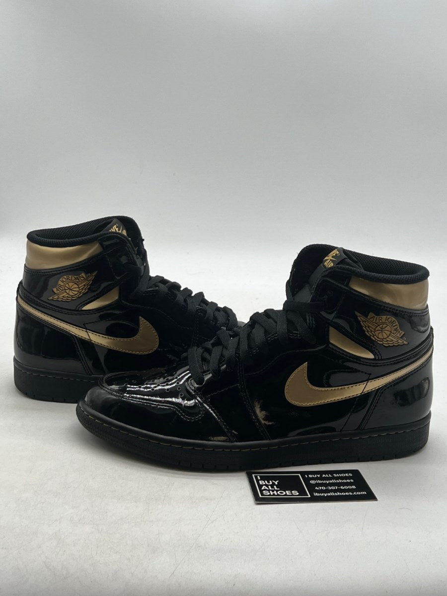 Jordan 1 Retro High Black Metallic Gold (2020) 10 (Lightly Worn Pre-Owned) - Image 1
