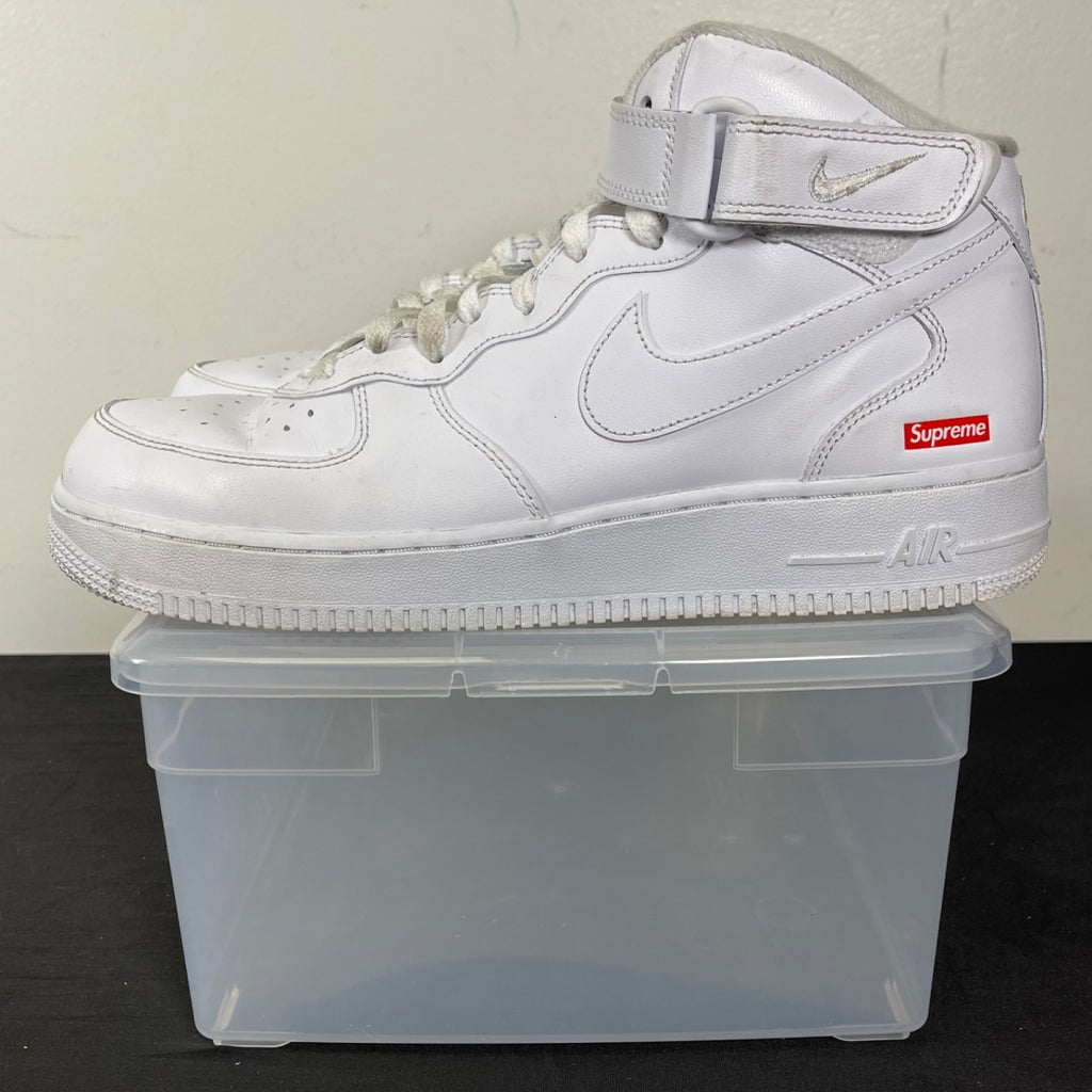 Nike Air Force 1 Mid Supreme White 10 (Moderately Worn Pre-Owned)NikeWhite/White-White - Image 3
