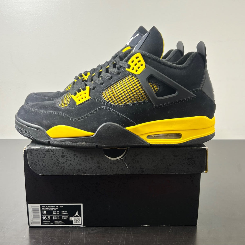 Jordan 4 Retro Thunder (2023) 15 (Lightly Worn Pre-Owned)JordanBlack/Tour Yellow - Image 5