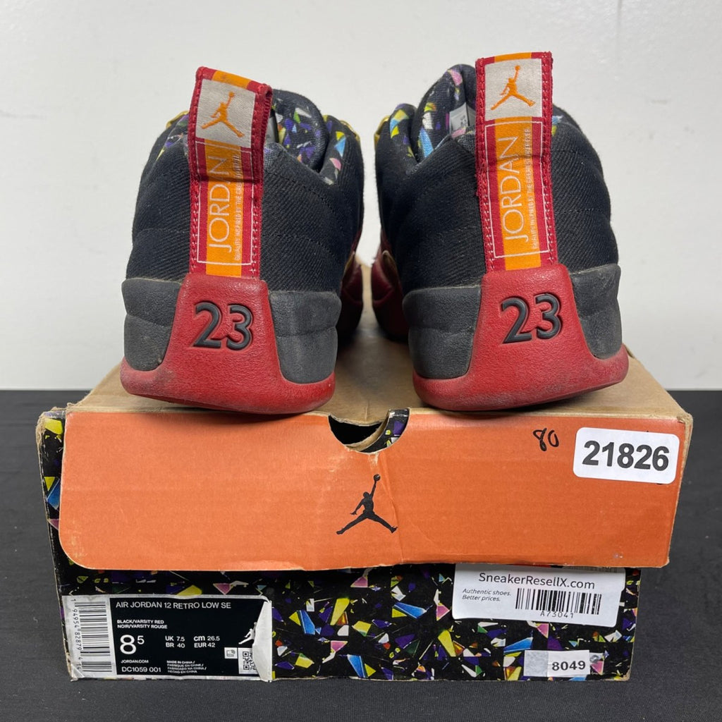 Jordan 12 Low SE Super Bowl LV 8.5 (Moderately Worn Pre-Owned)JordanBlack/Metallic Gold/Varsity Red - Image 4