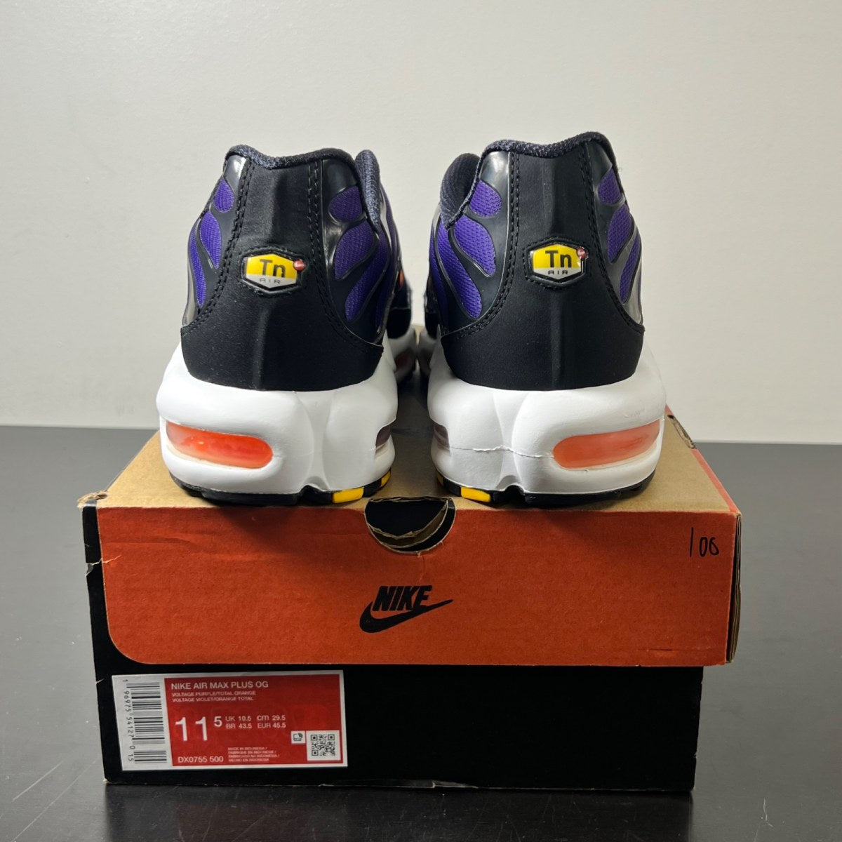 Nike Air Max Plus OG Voltage Purple (2024) 11.5 (Lightly Worn Pre-Owned)NikeVoltage Purple/Total Orange/Purple Agate - Image 4