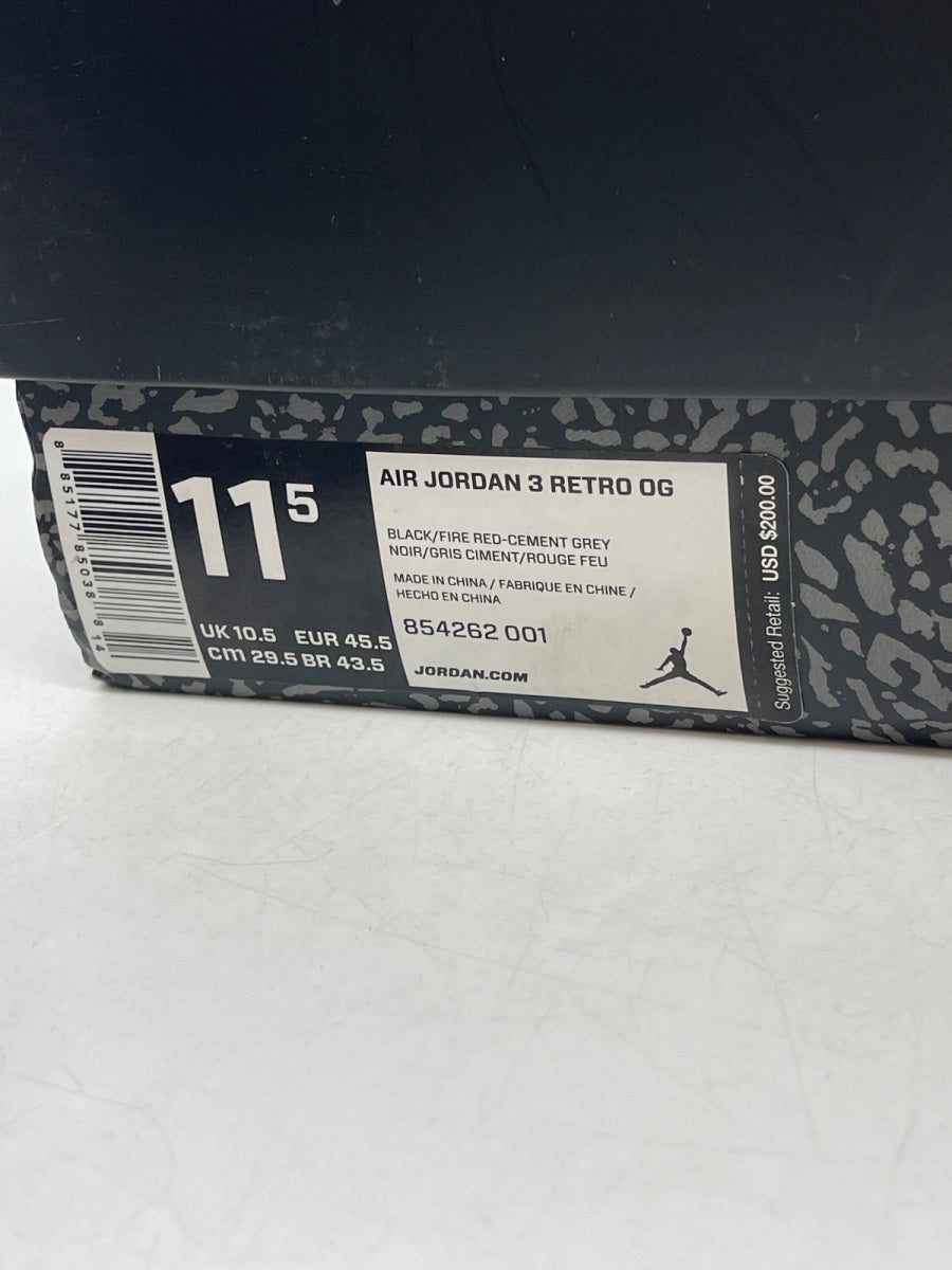 Jordan 3 Retro Black Cement (2018) 11.5 (Moderately Worn Pre-Owned) - Image 9