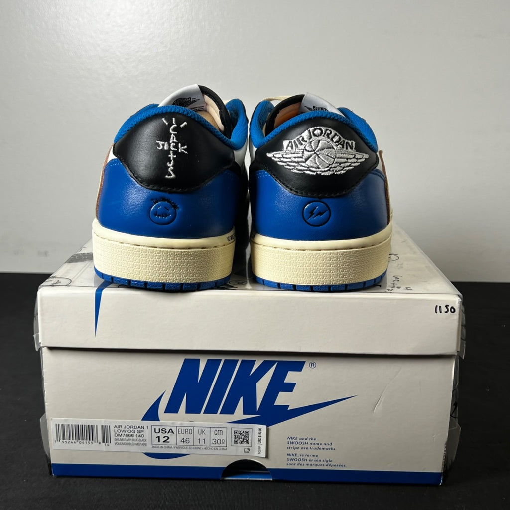 Jordan 1 Retro Low OG SP Fragment x Travis Scott 12 (Lightly Worn Pre-Owned)JordanWhite/Black-Royal-Sail - Image 4