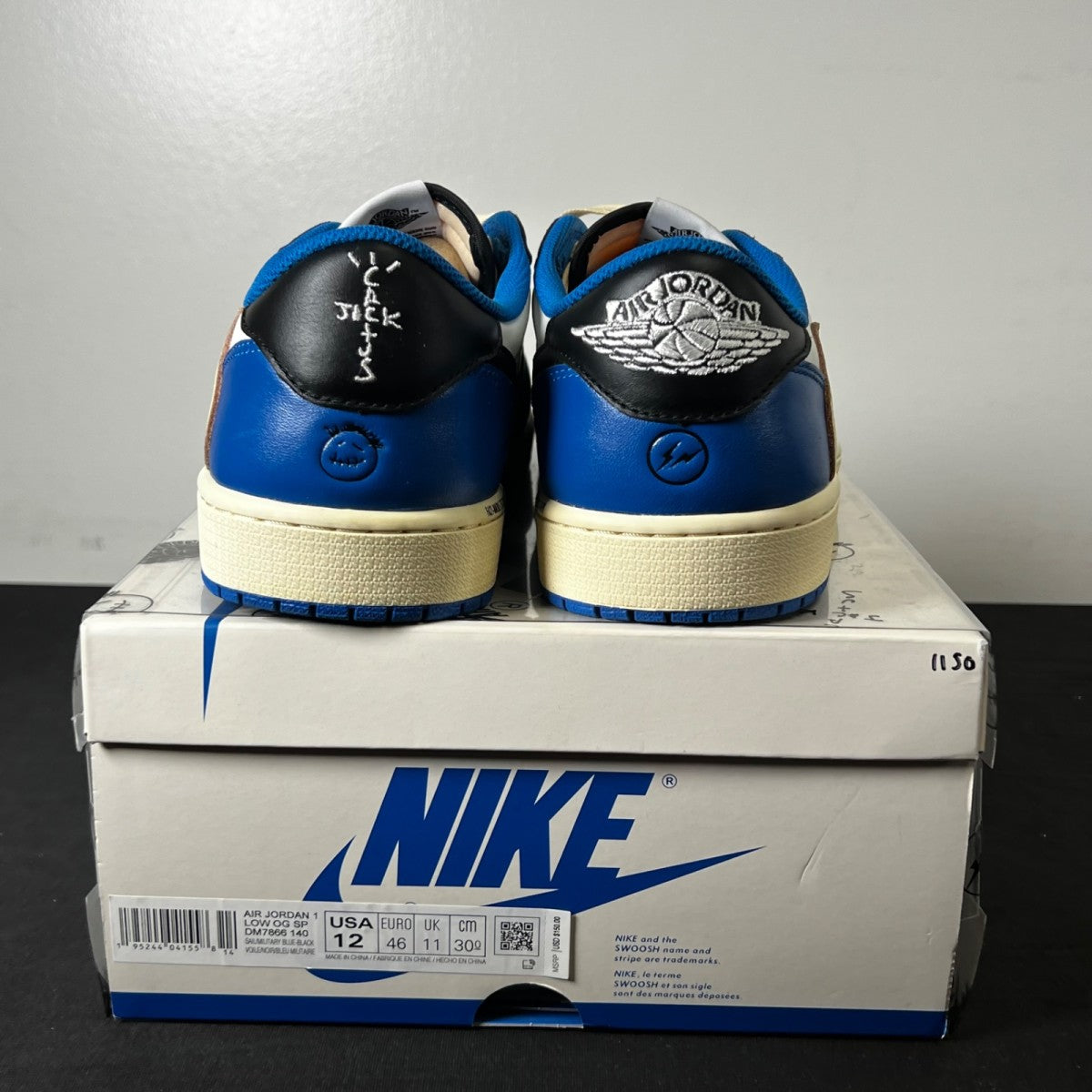 Jordan 1 Retro Low OG SP Fragment x Travis Scott 12 (Lightly Worn Pre-Owned)JordanWhite/Black-Royal-Sail - Image 4