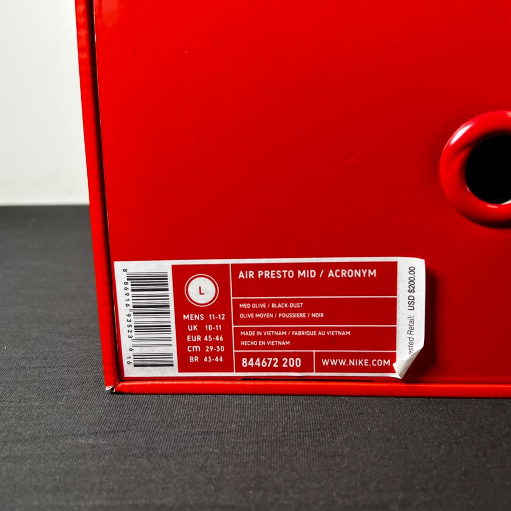 Nike Air Presto Acronym Olive 11-12/L (Lightly Worn Pre-Owned)NikeMedium Olive/Dust-Black - Image 4