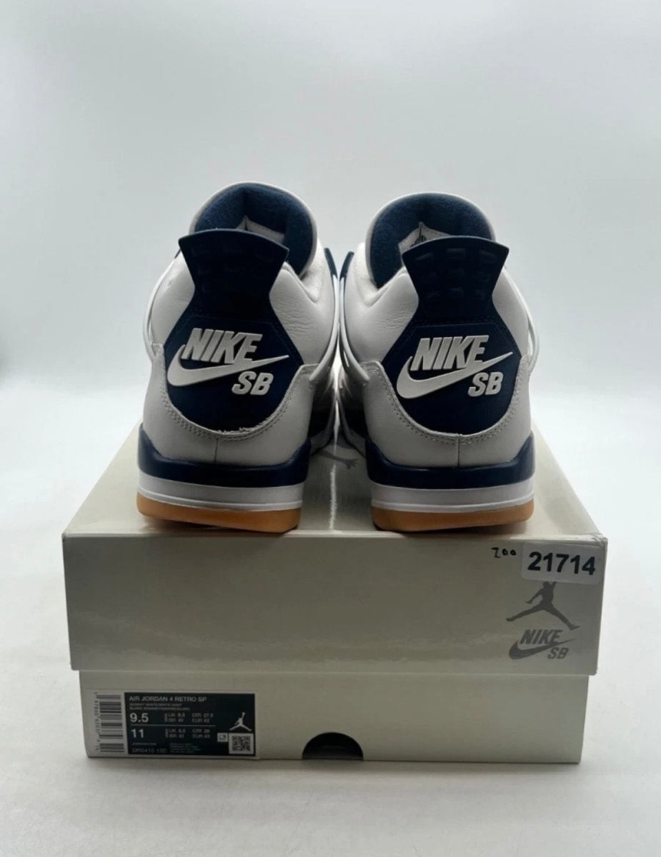 Jordan 4 Retro SB Navy 9.5 (Heavily Worn Pre-Owned)JordanSummit White/White/Navy/Neutral Grey/Gum Yellow/Varsity Red - Image 5