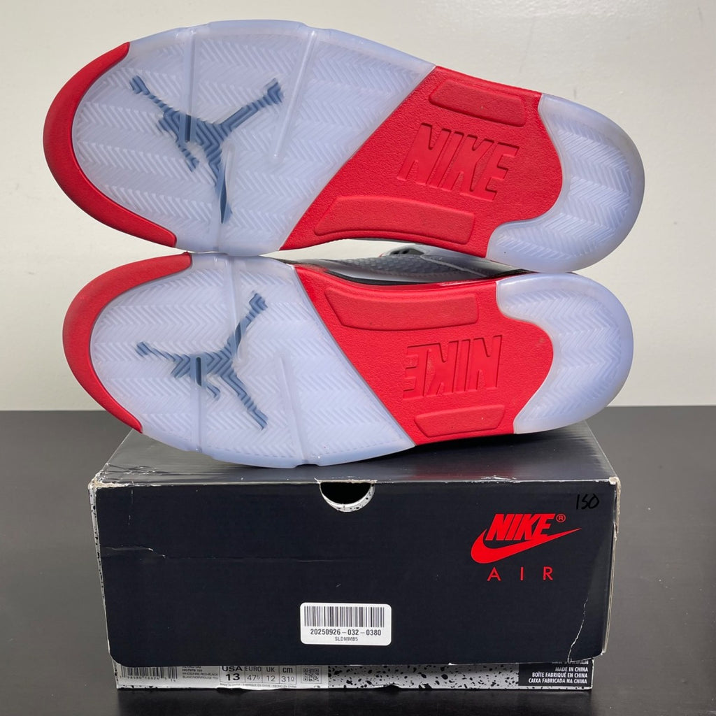 Jordan 5 Retro Fire Red Black Tongue (2025) 13 (Moderately Worn Pre-Owned)JordanWhite/Fire Red/Black - Image 5