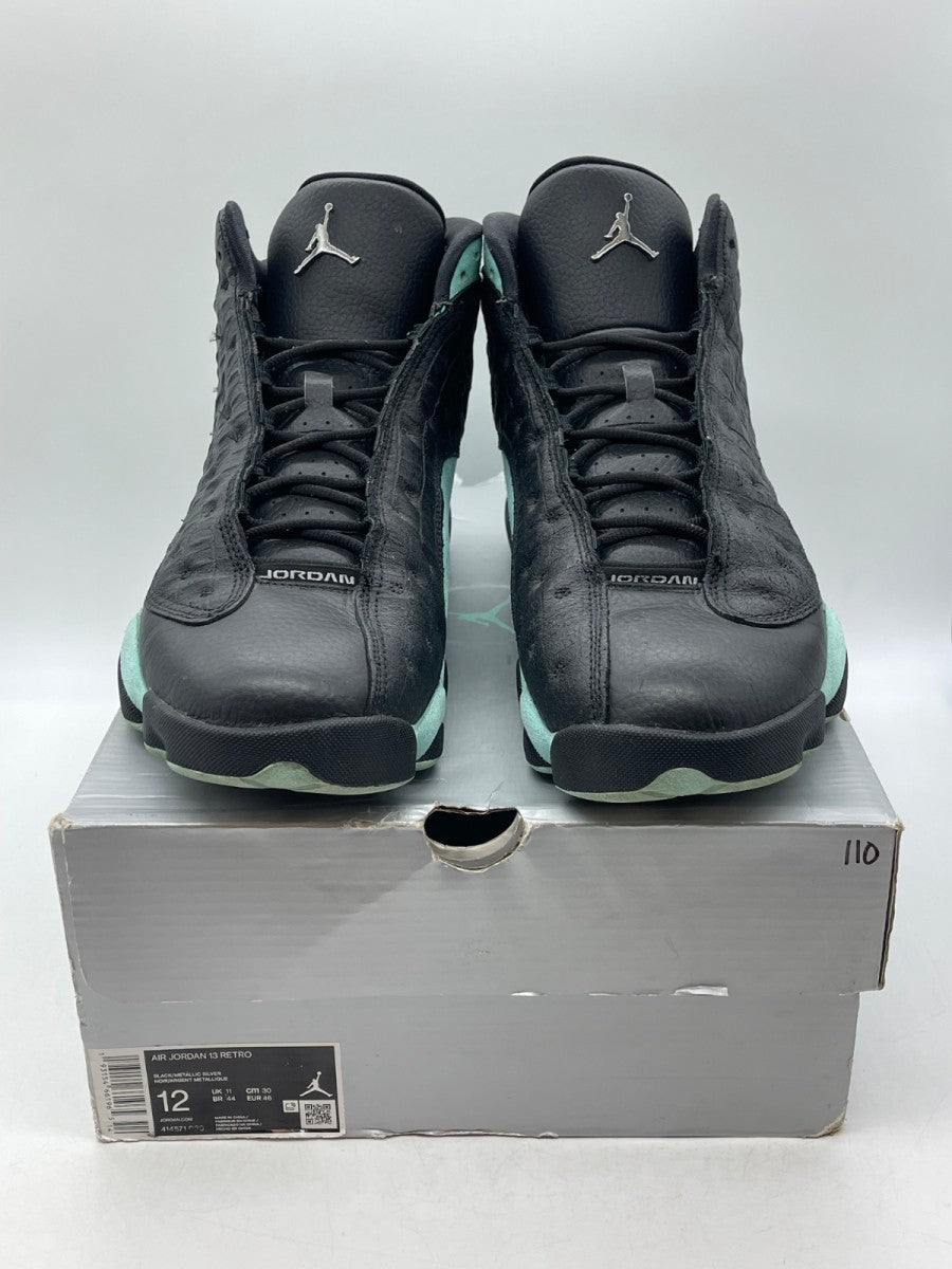 Jordan 13 Retro Black Island Green 12 (Moderately Worn Pre-Owned) - Image 2