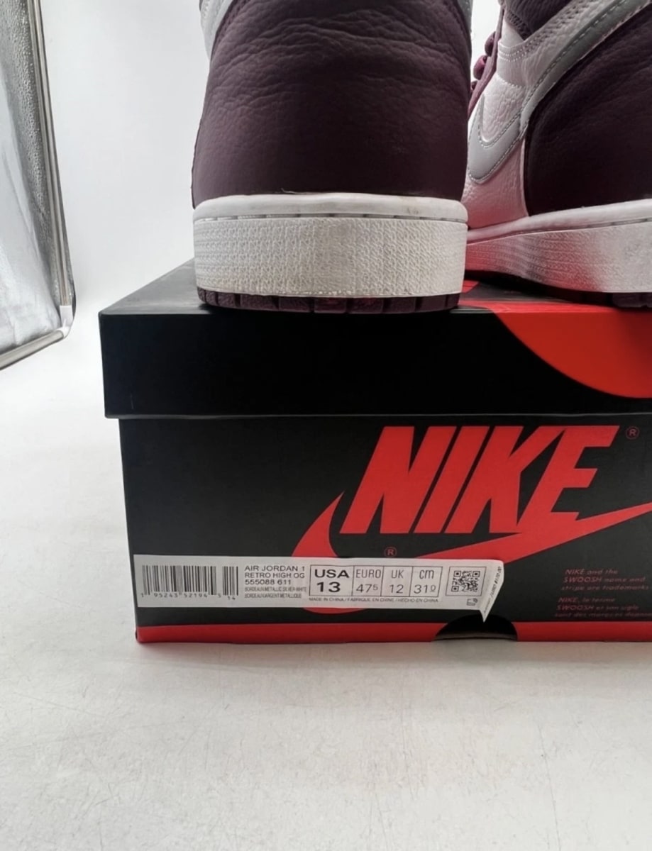 Jordan 1 Retro High OG Bordeaux 13 (Lightly Worn Pre-Owned)JordanBordeaux/White-Metallic Silver - Image 6