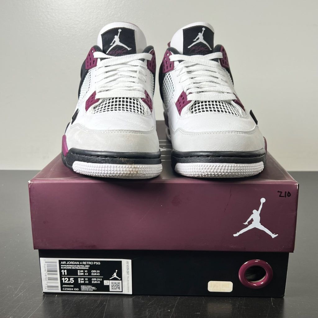 Jordan 4 Retro PSG Paris Saint-Germain 11 (Lightly Worn Pre-Owned)JordanWhite/Black-Metallic Gold-Bordeaux - Image 2