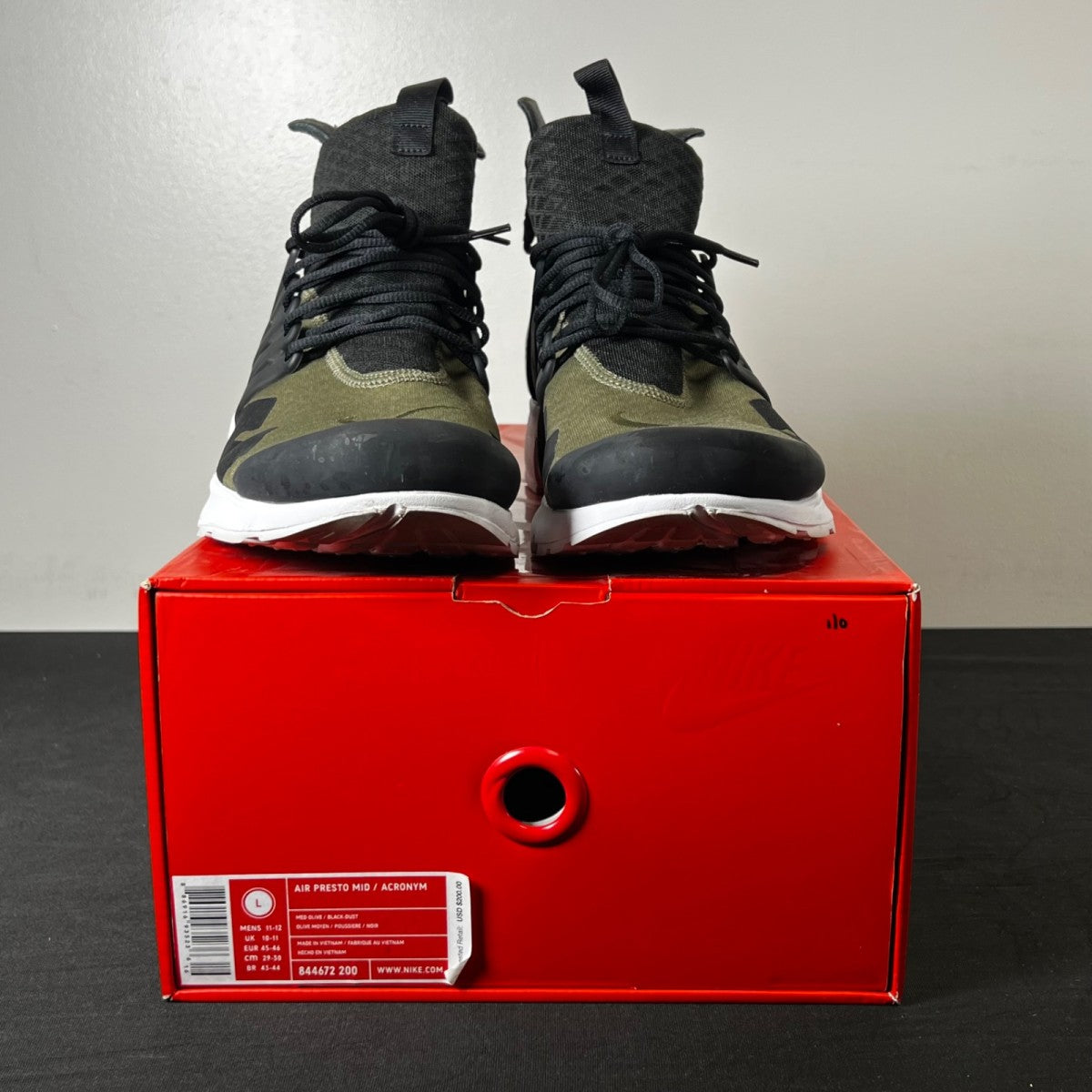 Nike Air Presto Acronym Olive 11-12/L (Lightly Worn Pre-Owned)NikeMedium Olive/Dust-Black - Image 2