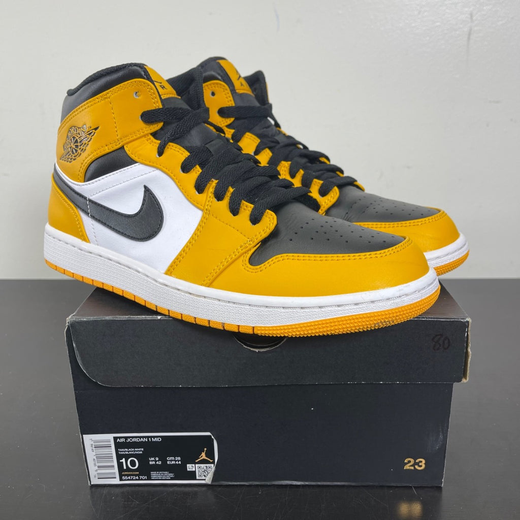 Jordan 1 Mid Taxi 10 (Moderately Worn Pre-Owned)JordanTaxi/White-Black - Image 1