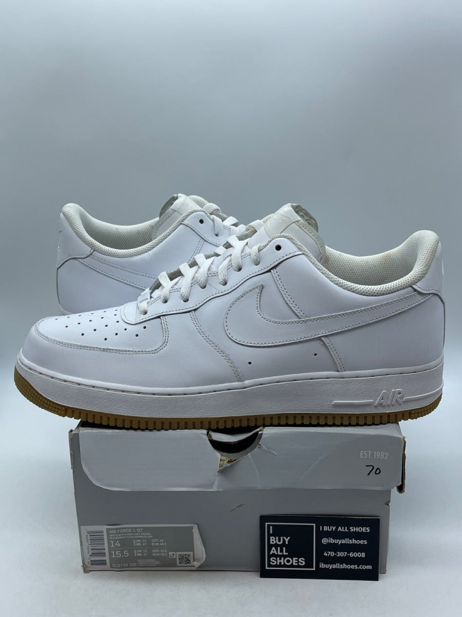 Nike Air Force 1 Low '07 White Gum 14 (Moderately Worn Pre-Owned) - Image 1