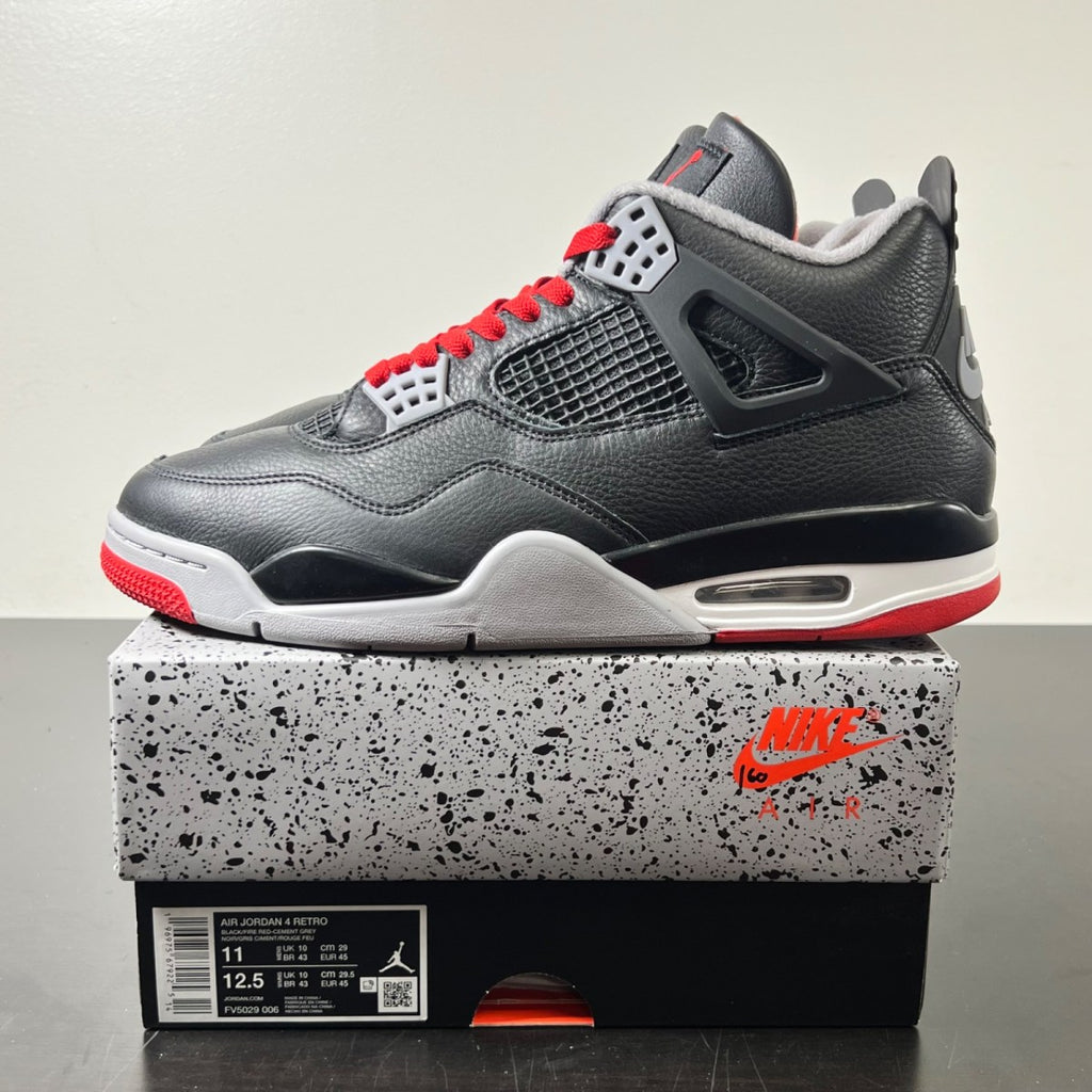 Jordan 4 Retro Bred Reimagined 11 (Lightly Worn Pre-Owned)JordanBlack/Cement Grey/Varsity Red/Summit White - Image 3