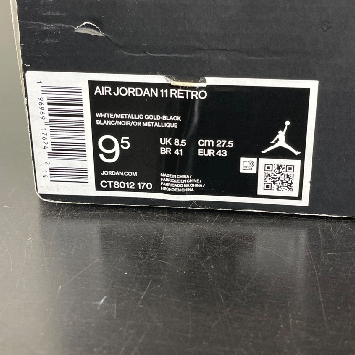 Jordan 11 Retro DMP Gratitude (2023) 9.5 (Moderately Worn Pre-Owned)JordanBlack/White/Metallic Gold - Image 7