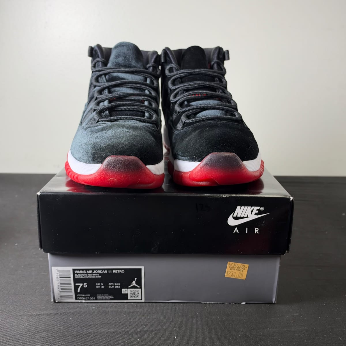 Jordan 11 Retro Bred Velvet (Women's) (Size 7.5W) - aux