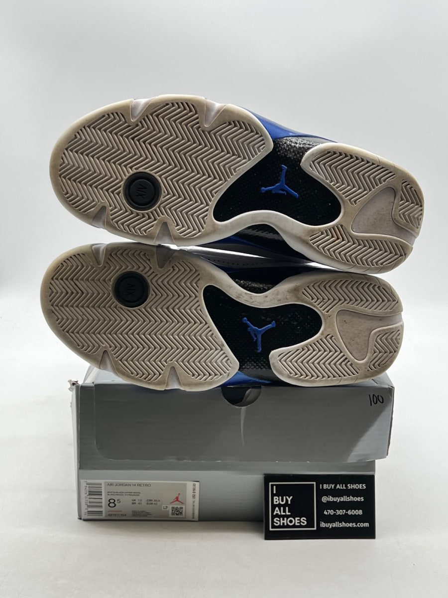Jordan 14 Retro White Hyper Royal 8.5 (Moderately Worn Pre-Owned)