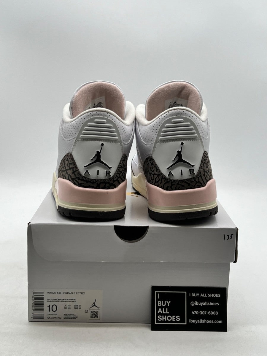 Jordan 3 Retro Neapolitan Dark Mocha (Women's) 10W (Moderately Worn Pre-Owned) - Image 3