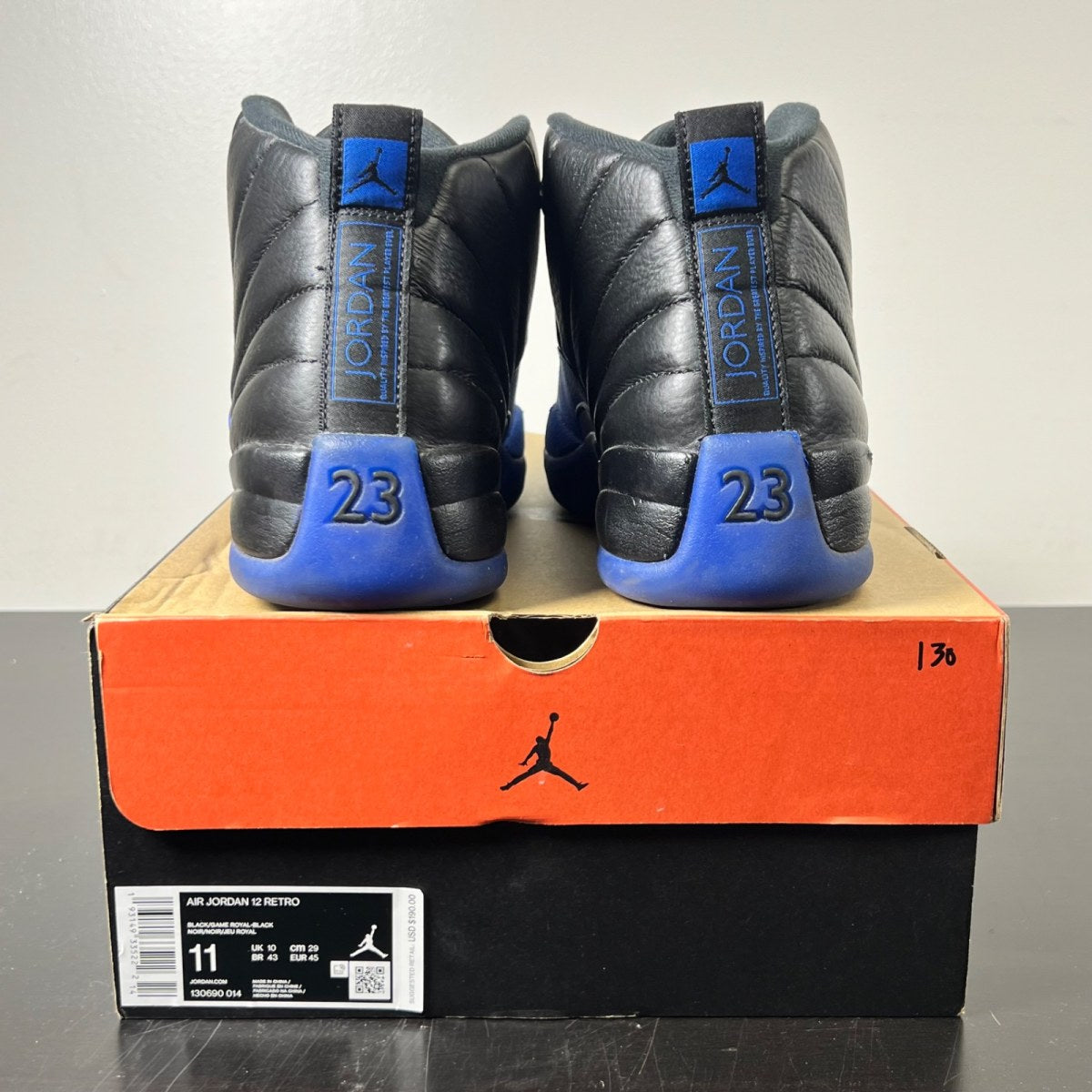 Jordan 12 Retro Black Game Royal 11 (Moderately Worn Pre-Owned)JordanBlack/Game Royal-Black - Image 5