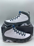 Jordan 9 Retro Flint Grey French Blue (2026) 12 (Moderately Worn Pre-Owned)JordanWhite/French Blue/Flint Grey - Image 1
