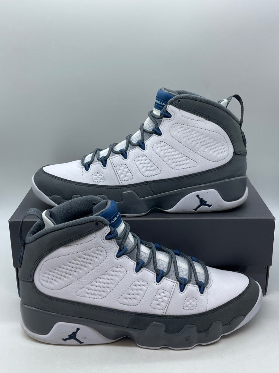 Jordan 9 Retro Flint Grey French Blue (2026) 12 (Moderately Worn Pre-Owned)JordanWhite/French Blue/Flint Grey - Image 1