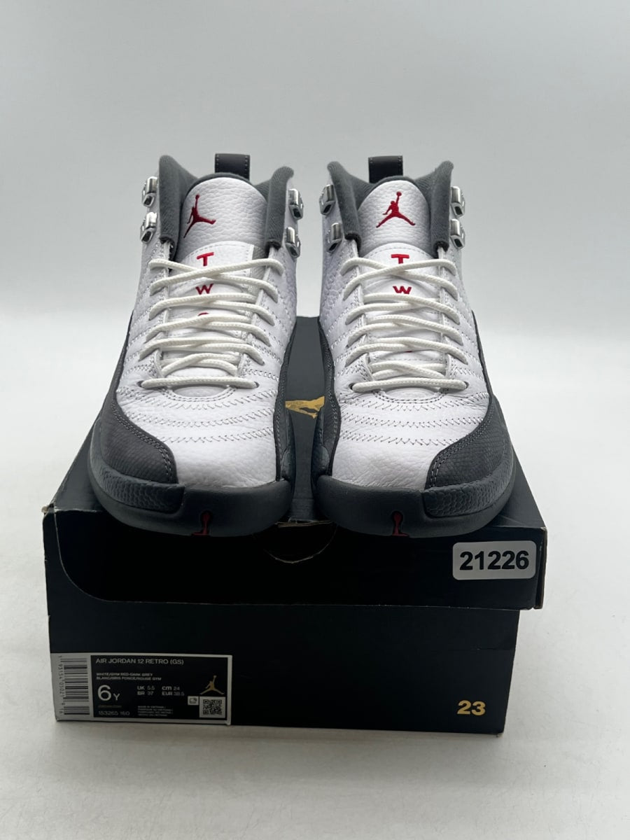 Jordan 12 Retro White Dark Grey (GS) 6Y (Lightly Worn Pre-Owned) - Image 2