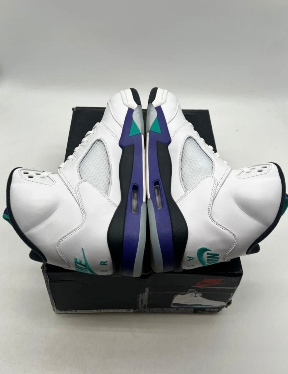 Jordan 5 Retro Grape (2025) 13 (Moderately Worn Pre-Owned)JordanWhite/Grape Ice-New Emerald - Image 7