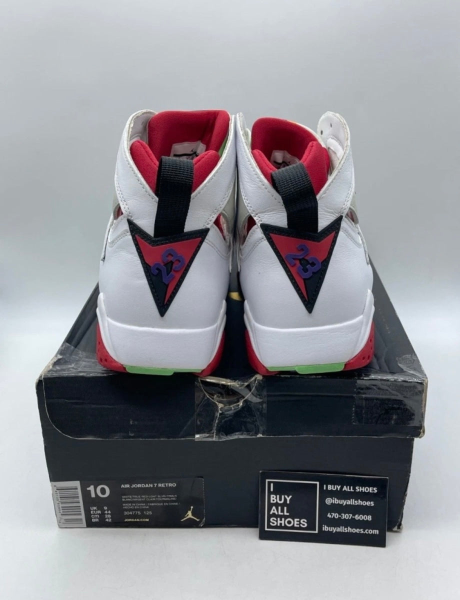 Jordan 7 Retro Hare (2015) 10 (Heavily Worn Pre-Owned)JordanWhite/True Red-Light Silver-Tourmaline - Image 5