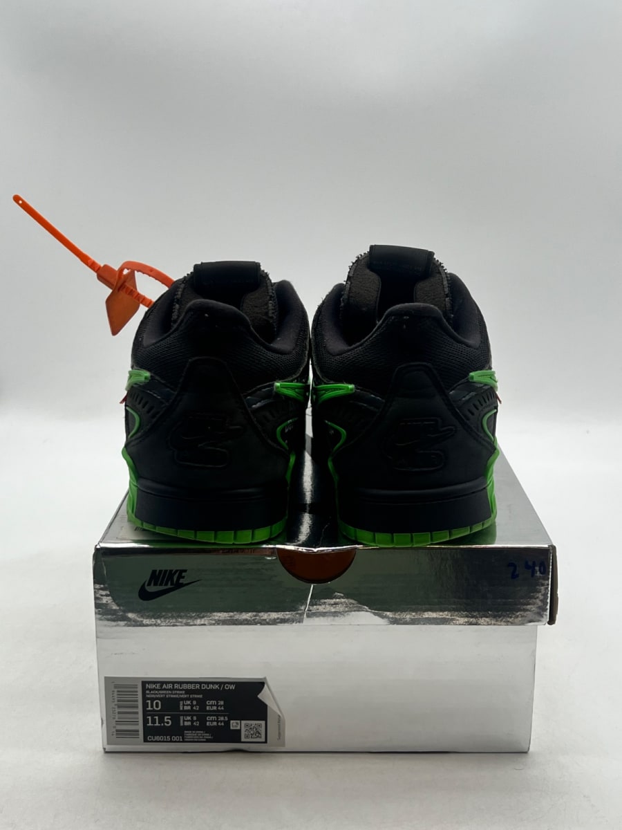 Nike Air Rubber Dunk Off-White Green Strike 10 (Lightly Worn Pre-Owned)NikeBlack/White-Green Strike - Image 3