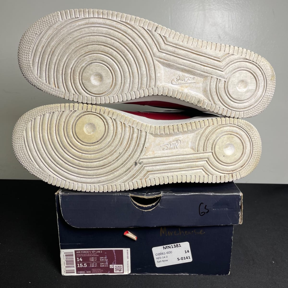 Nike Air Force 1 Low 07 LV8 Red Black (Size 14) - aux