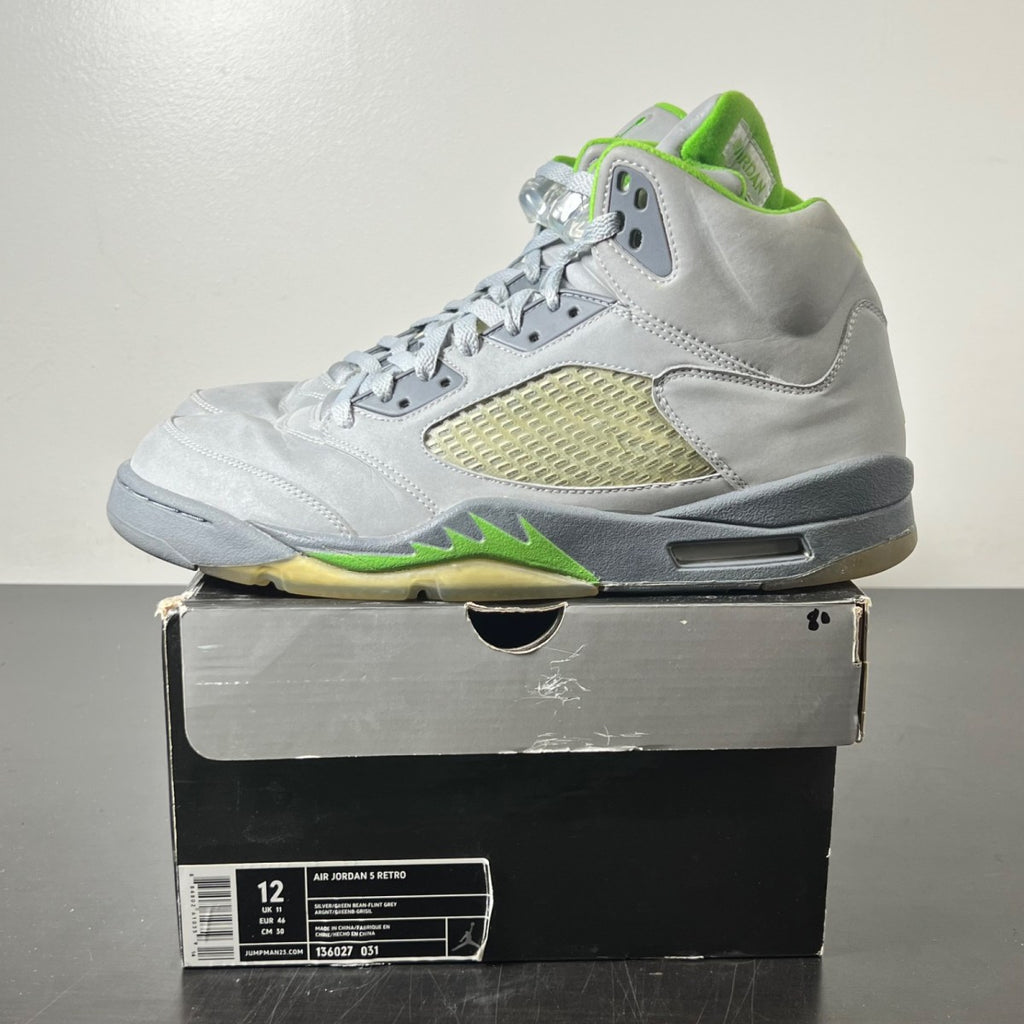 Jordan 5 Retro Green Bean 12 (Moderately Worn Pre-Owned)JordanSilver-Green Bean-Flint Grey 3M - Image 3