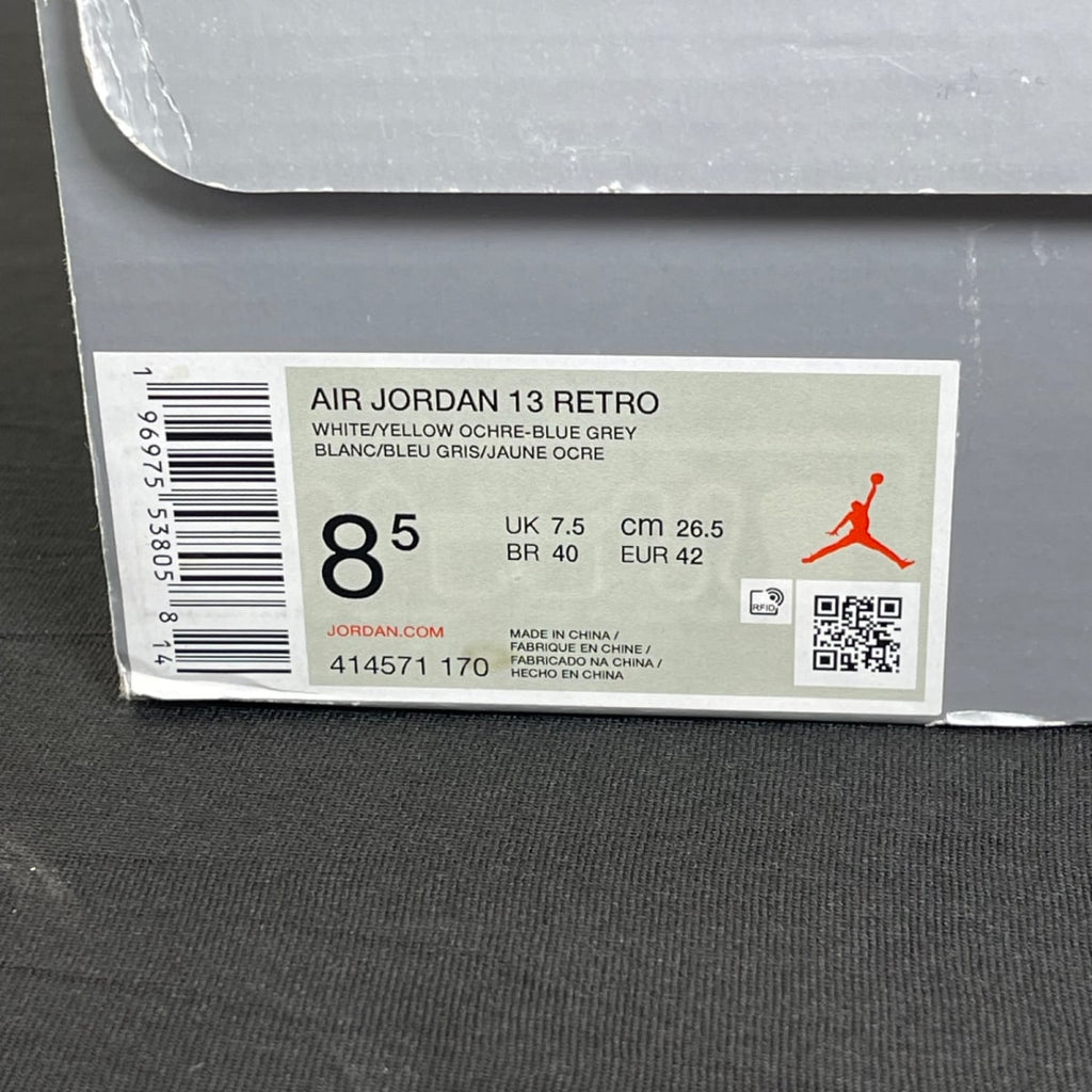 Jordan 13 Retro Blue Grey 8.5 (Moderately Worn Pre-Owned)JordanWhite/Yellow Ochre/Blue Grey/Black - Image 7