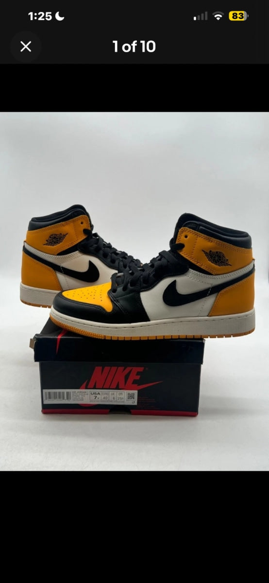 Jordan 1 Retro High OG Taxi (GS) 7Y (Lightly Worn Pre-Owned)JordanTaxi/Black-Sail - Image 1