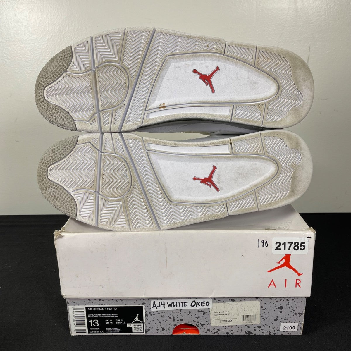Jordan 4 Retro White Oreo (2021) 13 (Moderately Worn Pre-Owned)JordanWhite/Tech Grey-Black-Fire Red - Image 5