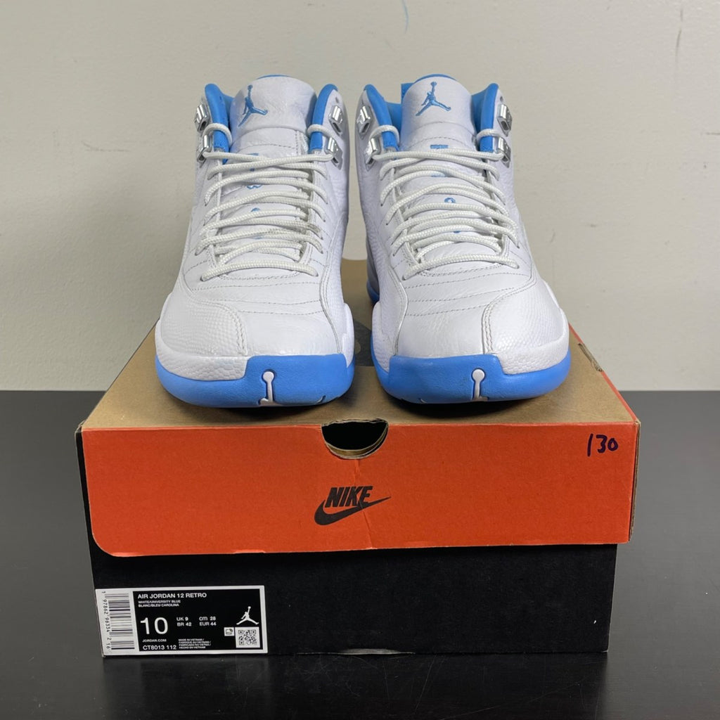 Jordan 12 Retro Melo (2025) 10 (Moderately Worn Pre-Owned)JordanWhite/University Blue/Metallic Silver - Image 2