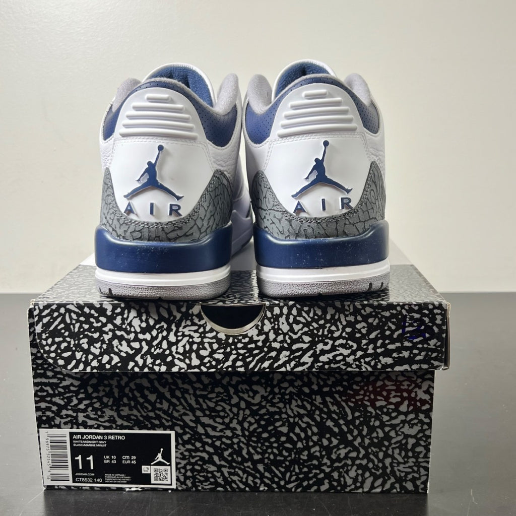 Jordan 3 Retro Midnight Navy 11 (Lightly Worn Pre-Owned)JordanWhite/Cement Grey/Black/Midnight Navy - Image 4