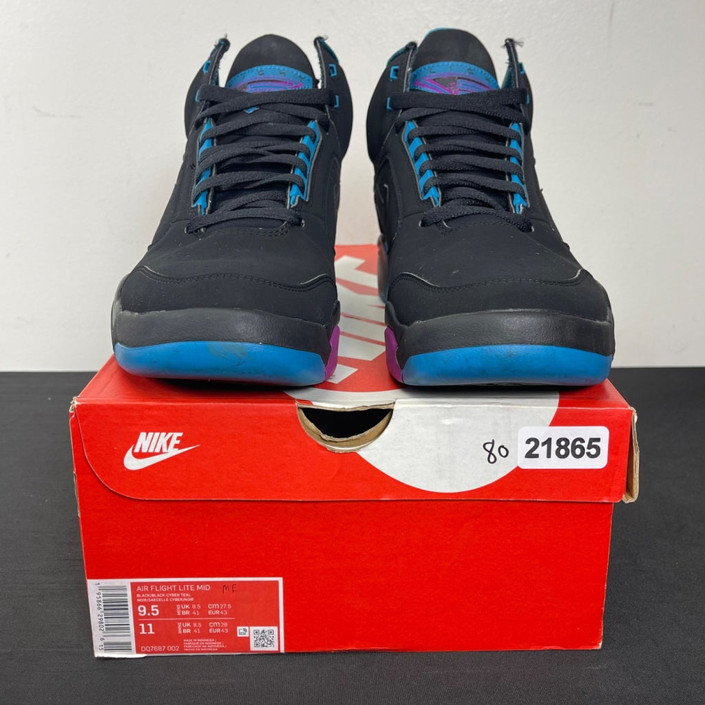 Nike Air Flight Lite II Mid Black Cyber Teal 9.5 (Moderately Worn Pre-Owned)NikeBlack/Cyber Teal/Red Plum/Black - Image 2