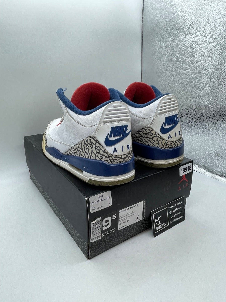 Jordan 3 Retro True Blue (2016) 9.5 (Heavily Worn Pre-Owned) - Image 4