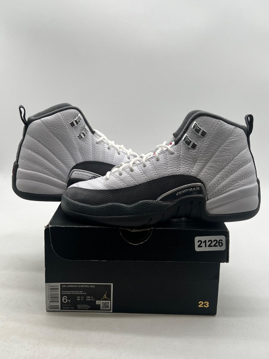 Jordan 12 Retro White Dark Grey (GS) 6Y (Lightly Worn Pre-Owned) - Image 1