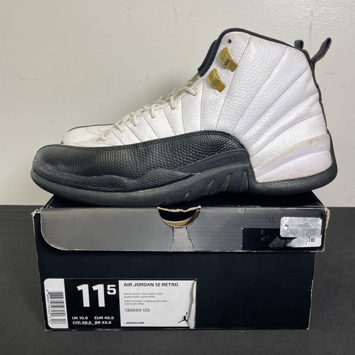 Jordan 12 Retro Taxi (2013) 11.5 (Moderately Worn Pre-Owned)JordanWhite/Black-Taxi - Image 3