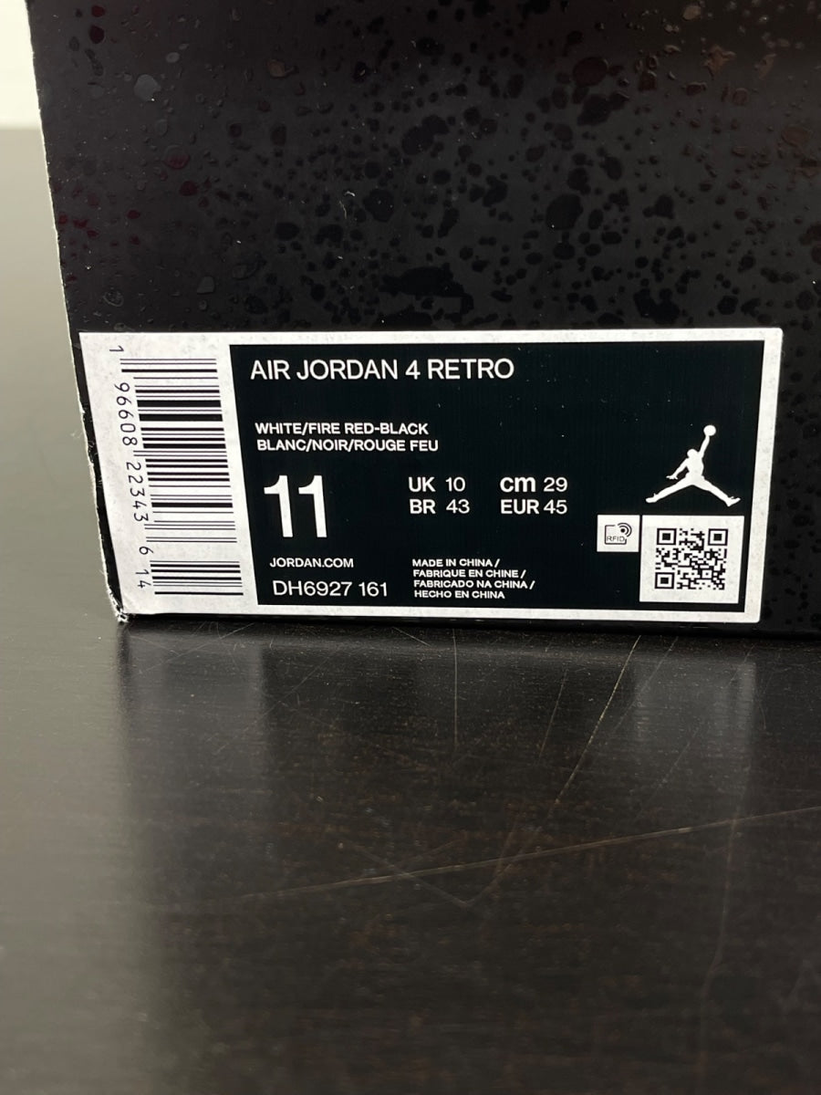 Jordan 4 Retro Red Cement 11 (Moderately Worn Pre-Owned)JordanWhite/Fire Red/Black/Neutral Grey - Image 7