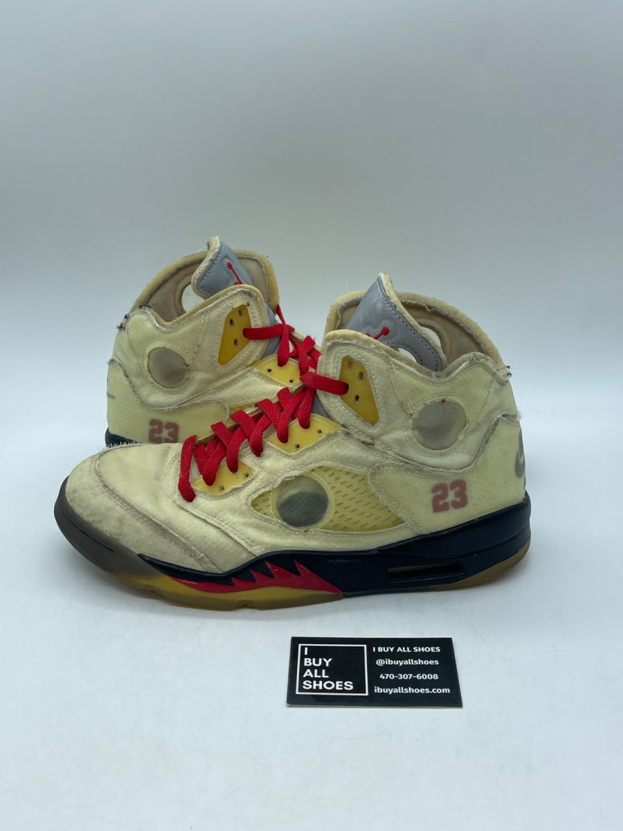 Jordan 5 Retro Off-White Sail 10 (Heavily Worn Pre-Owned) - Image 1