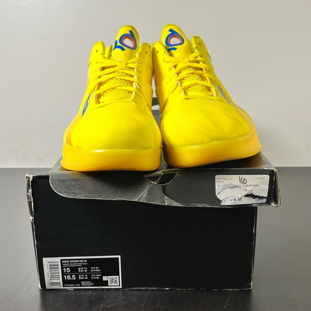 Nike KD 3 Christmas (2023) 15 (Lightly Worn Pre-Owned)NikeVibrant Yellow/Photo Blue-Team Orange - Image 2