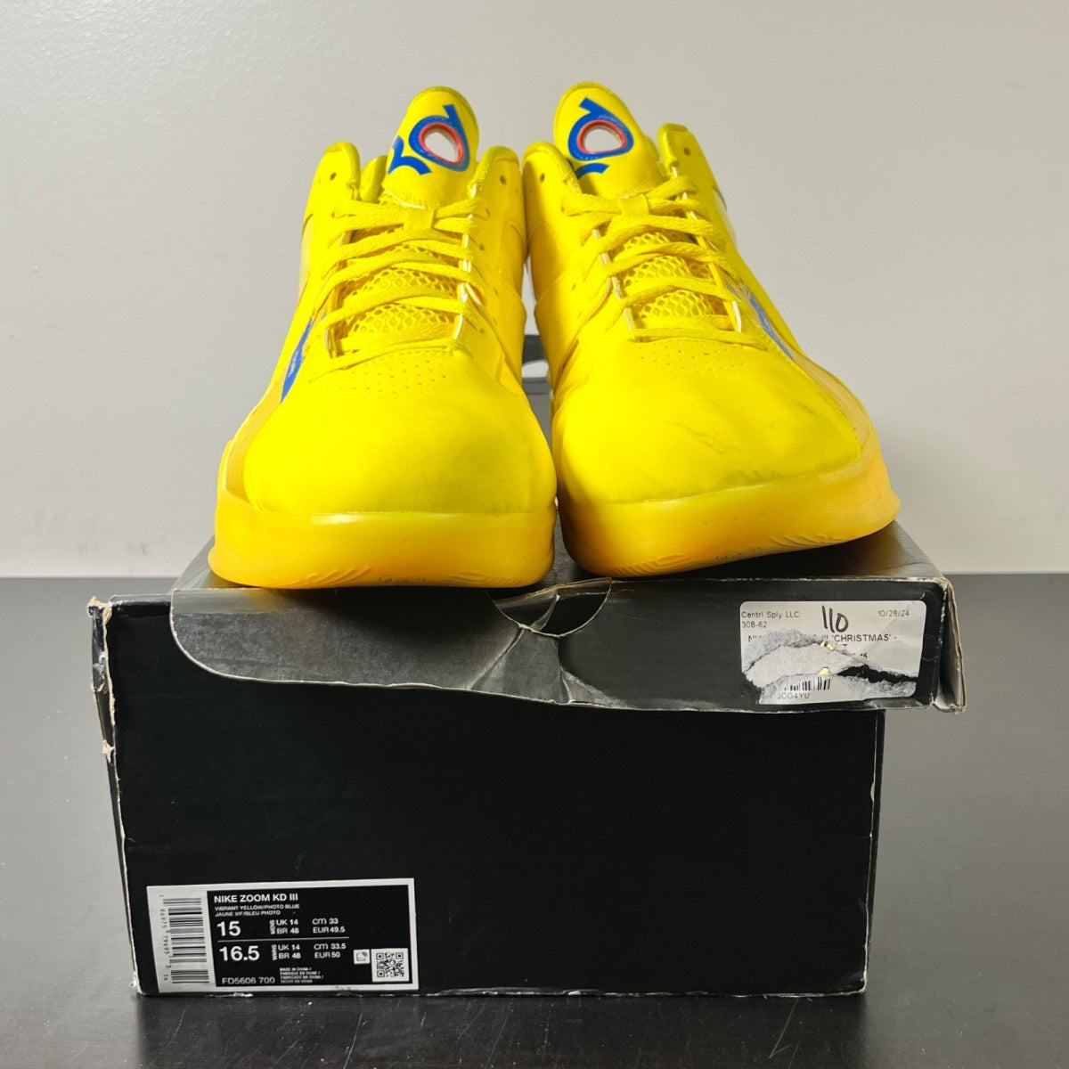 Nike KD 3 Christmas (2023) 15 (Lightly Worn Pre-Owned)NikeVibrant Yellow/Photo Blue-Team Orange - Image 2