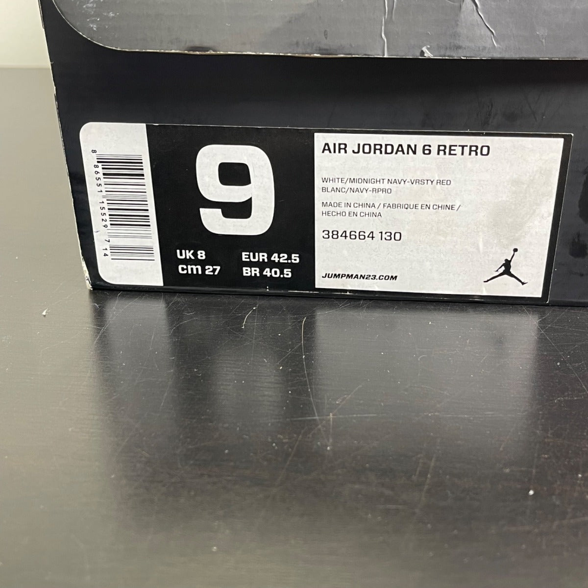 Jordan 6 Retro Olympic London (2012) 9 (Moderately Worn Pre-Owned)JordanWhite/Midnight Navy-Varsity Red - Image 7