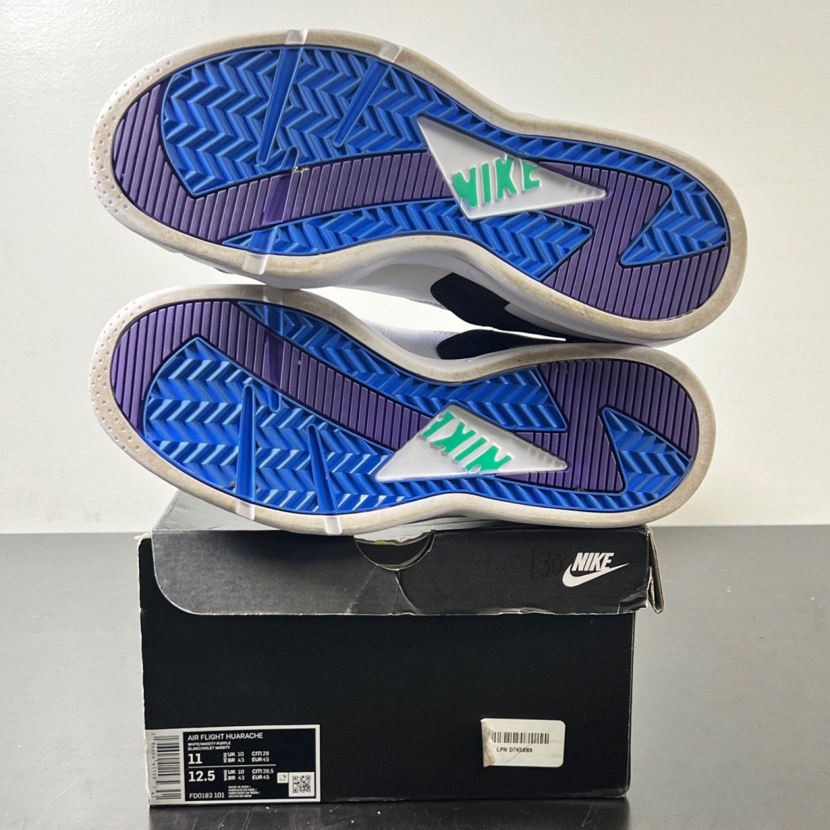 Nike Air Flight Huarache OG White Varsity Purple (2023) 11 (Lightly Worn Pre-Owned)NikeWhite/Varsity Purple-Royal Blue-Menta - Image 6