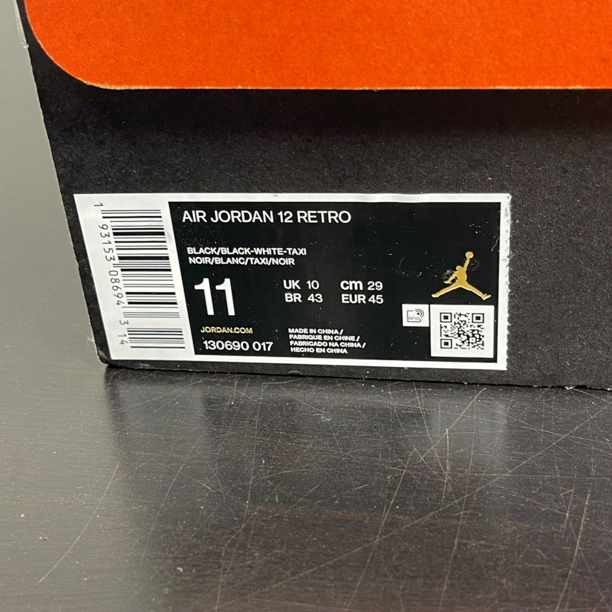 Jordan 12 Retro Reverse Taxi 11 (Moderately Worn Pre-Owned)JordanBlack/White-Taxi-Black - Image 7